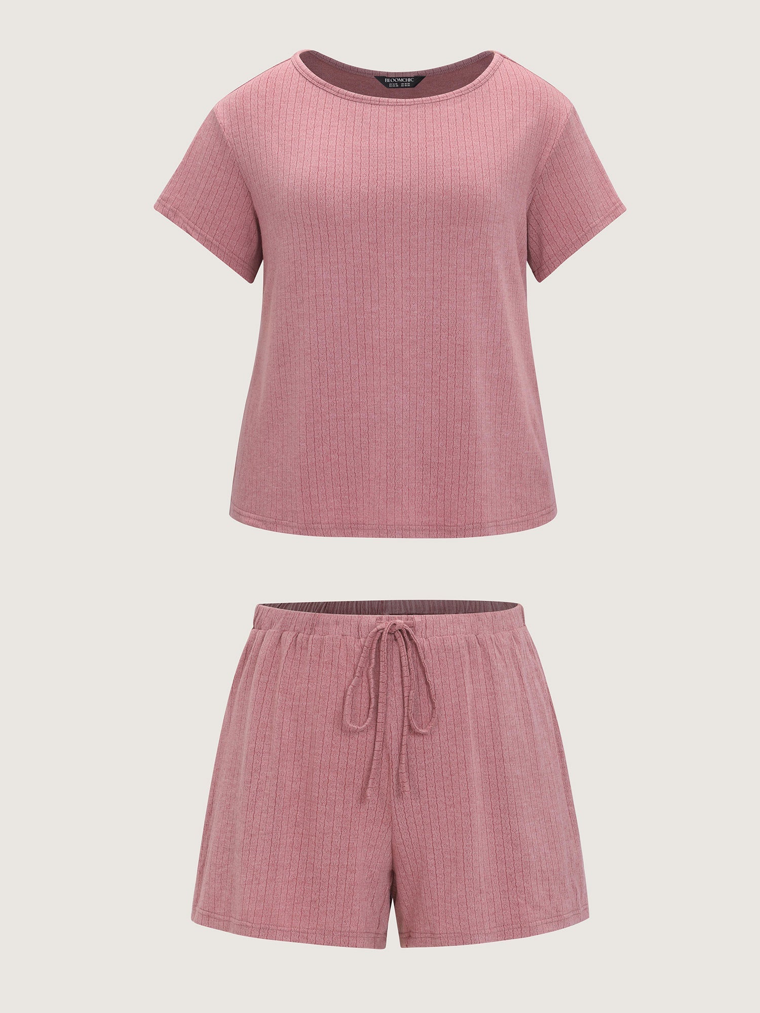 Supersoft Ribbed Plain Two-Piece Lounge Set