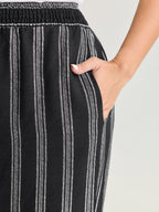 Abstract Striped Drawstring Shirred Waist Pants