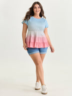 Supersoft Color Gradient Ruffled Sleeve Knit Top