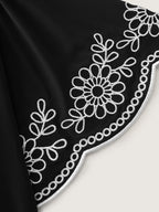 Stretchy Embroidered Sleeve Plain T-Shirt