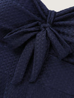 Textured Knotted Front Pockets Swim Dress