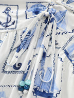 Vitamin-Sea Print Ruched Mini Dress