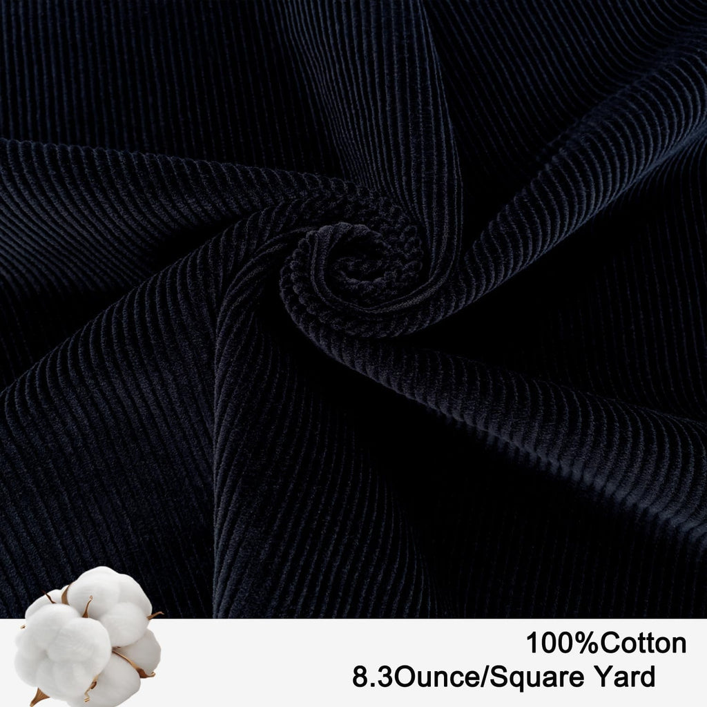 1.5 Yard Corduroy,100% Cotton Fabric by The Yard in Solid Color,57 Inches Wide Width,Soft Material for Sewing Material Apparel Cloth,Black Color