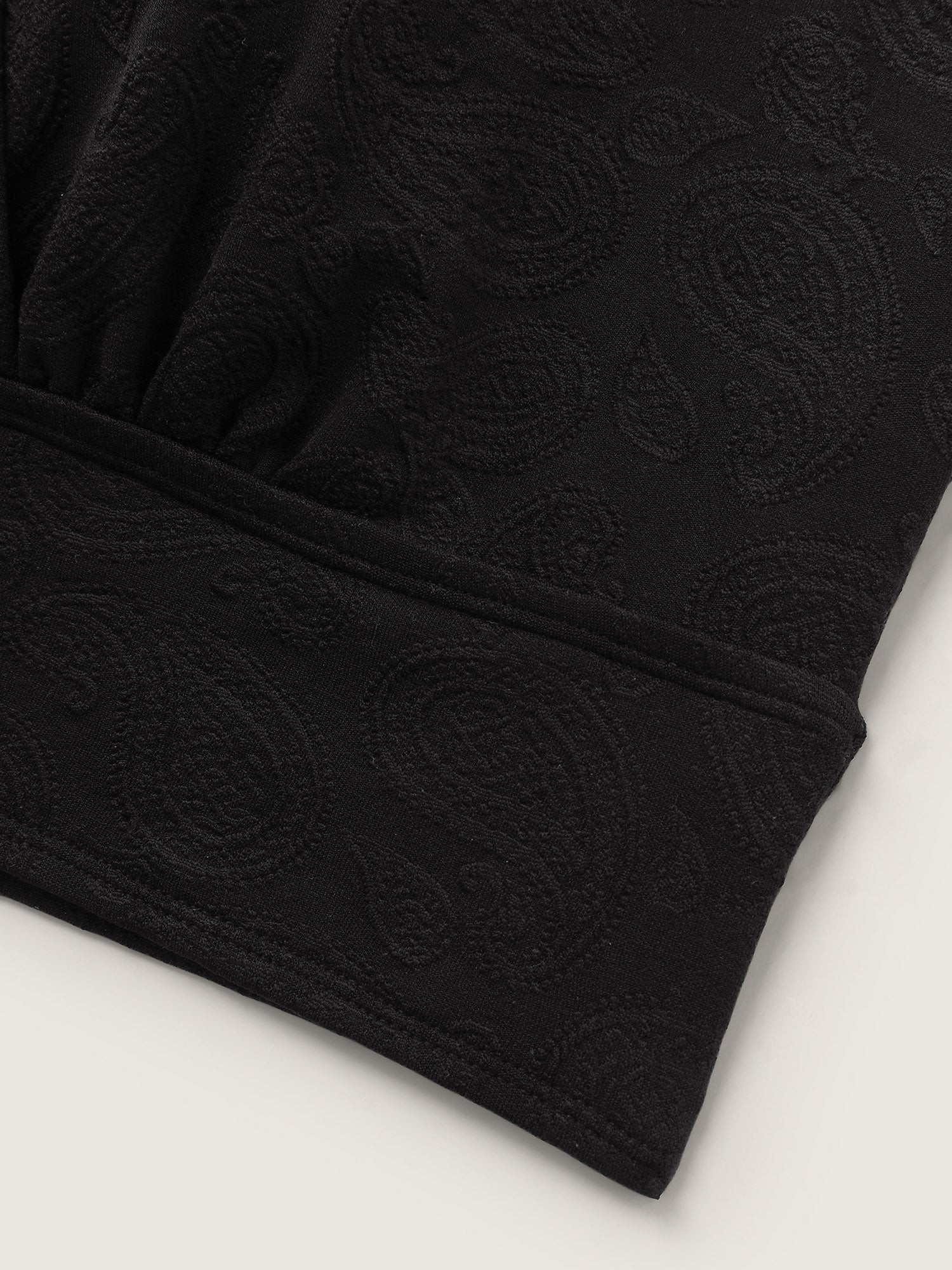 Paisley Textured Surplice Neckline Swim Top
