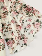 Floral Print Flared Sleeve Lined Blouse