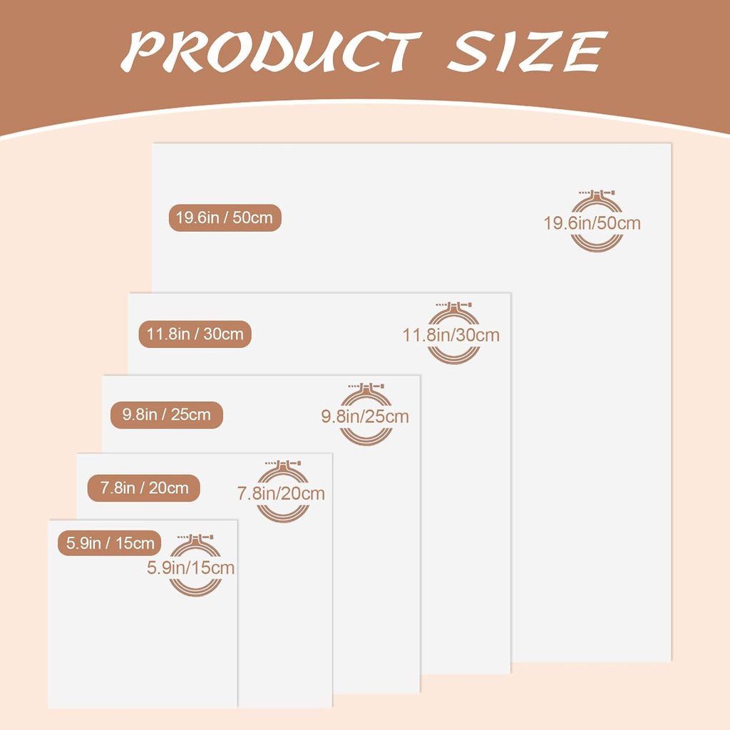 20 PCS Linen Embroidery Fabric, Pre-Cut Solid Color 5 Different Sizes 5.9 to 19.6inch Embroidery Cloth Fabric Squares, Needlework Sewing Quilting Cloth for DIY Garment Crafts Project, Black