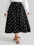 Polka Dot Charm Pleated Maxi Skirt