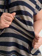 Stretchy Striped Print Neck-Tie T-Shirt