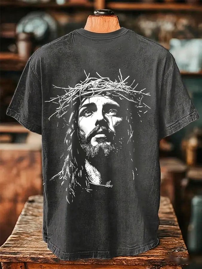 Men's Faith Cross Print Crew Neck T-shirt
