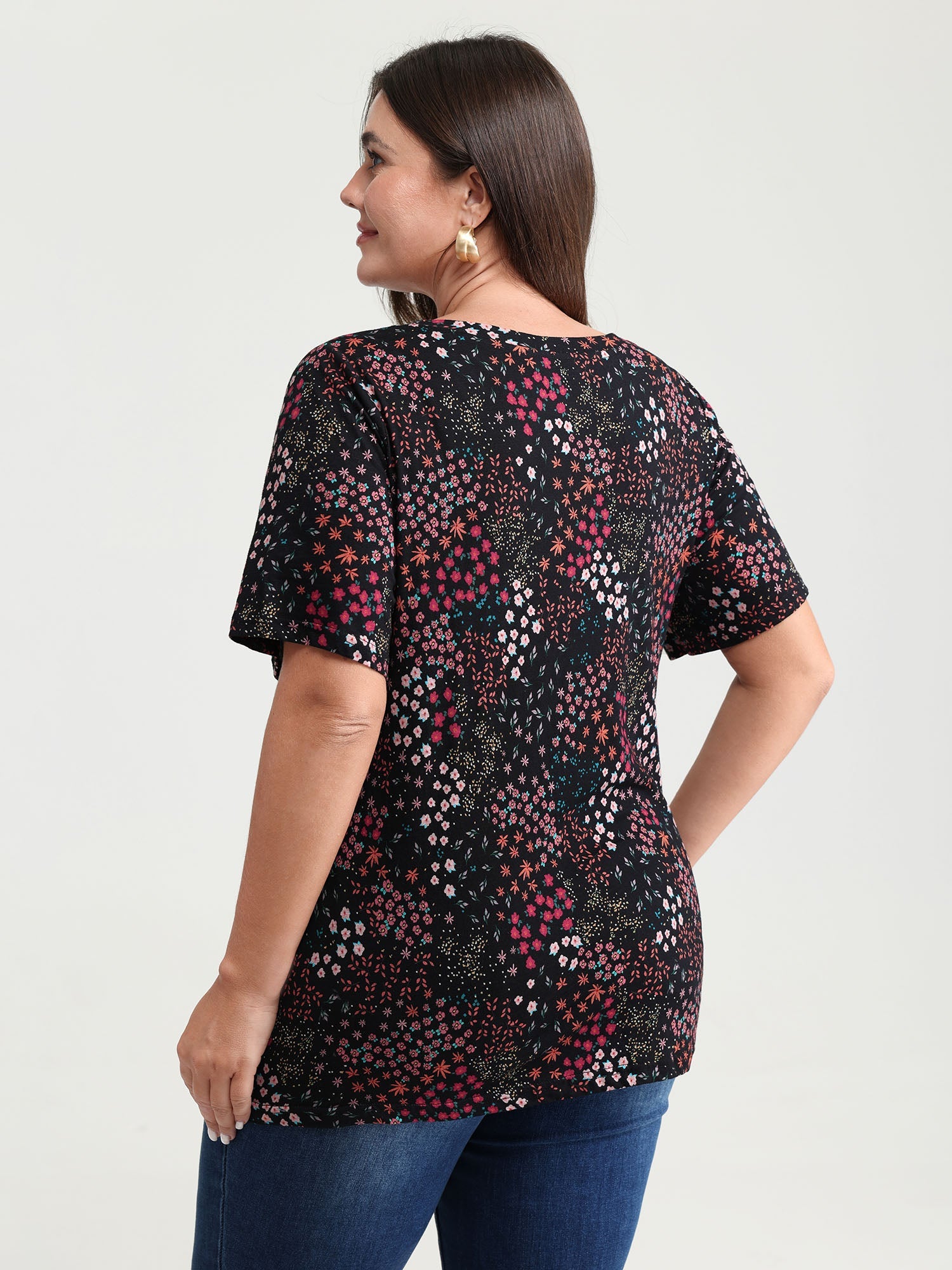 Pure Cotton Dense Floral Print T-Shirt