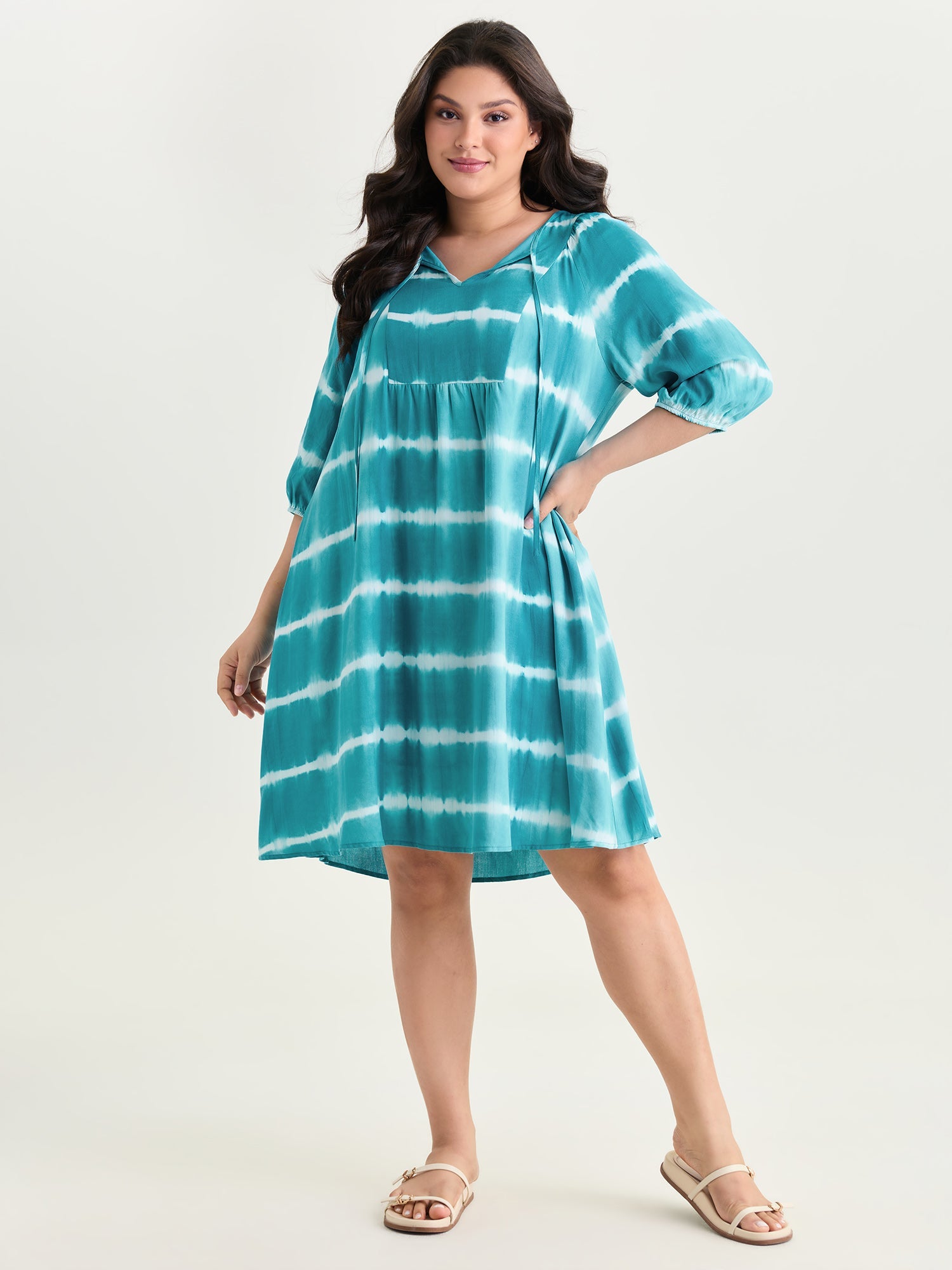 Color Contrast Striped Print Mini Dress