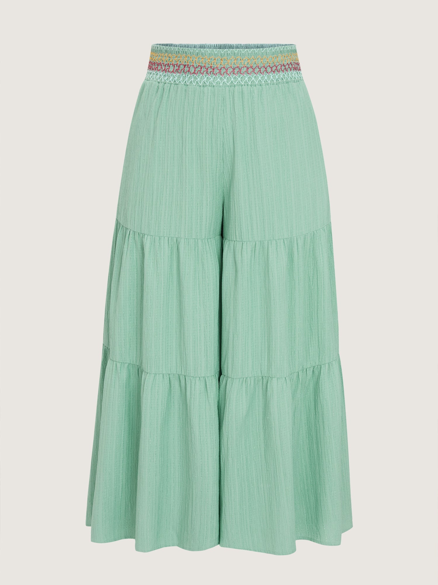 Tiered Shirred Waist Flare Pants