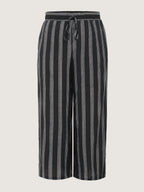 Abstract Striped Drawstring Shirred Waist Pants