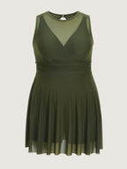 Sheer Open Back Fit And Flare Swim Dress