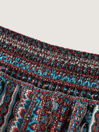 Shirred Colorful Asymmetric Hem Pants