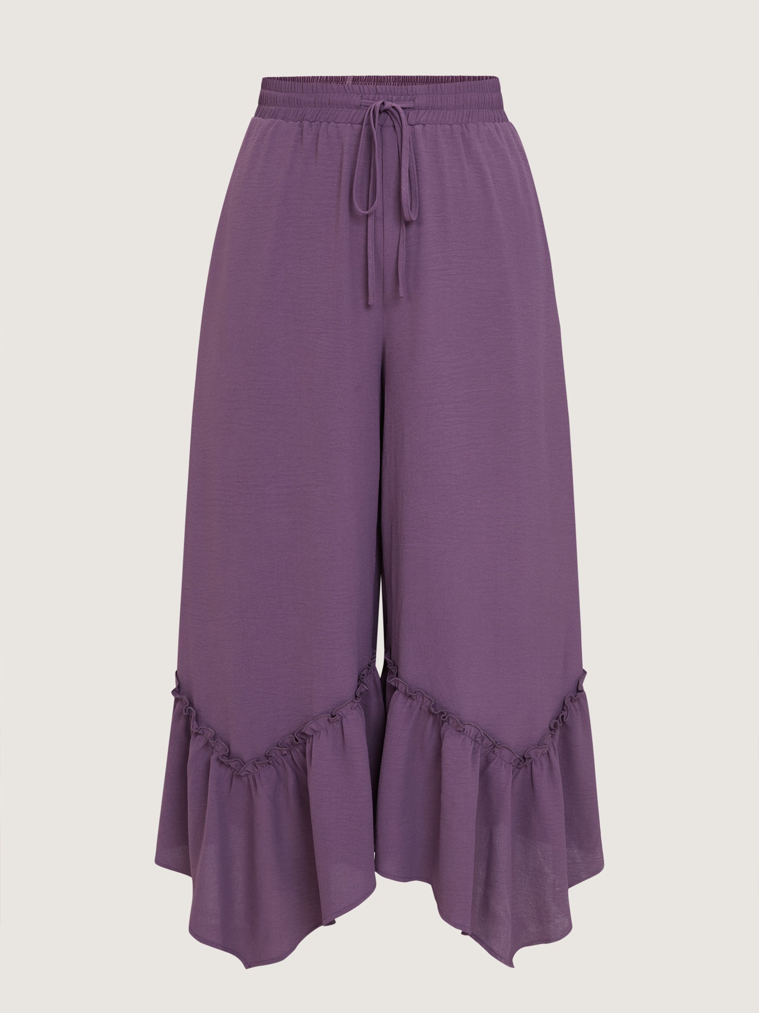 Drawstring Waist Ruffled Hem Pants