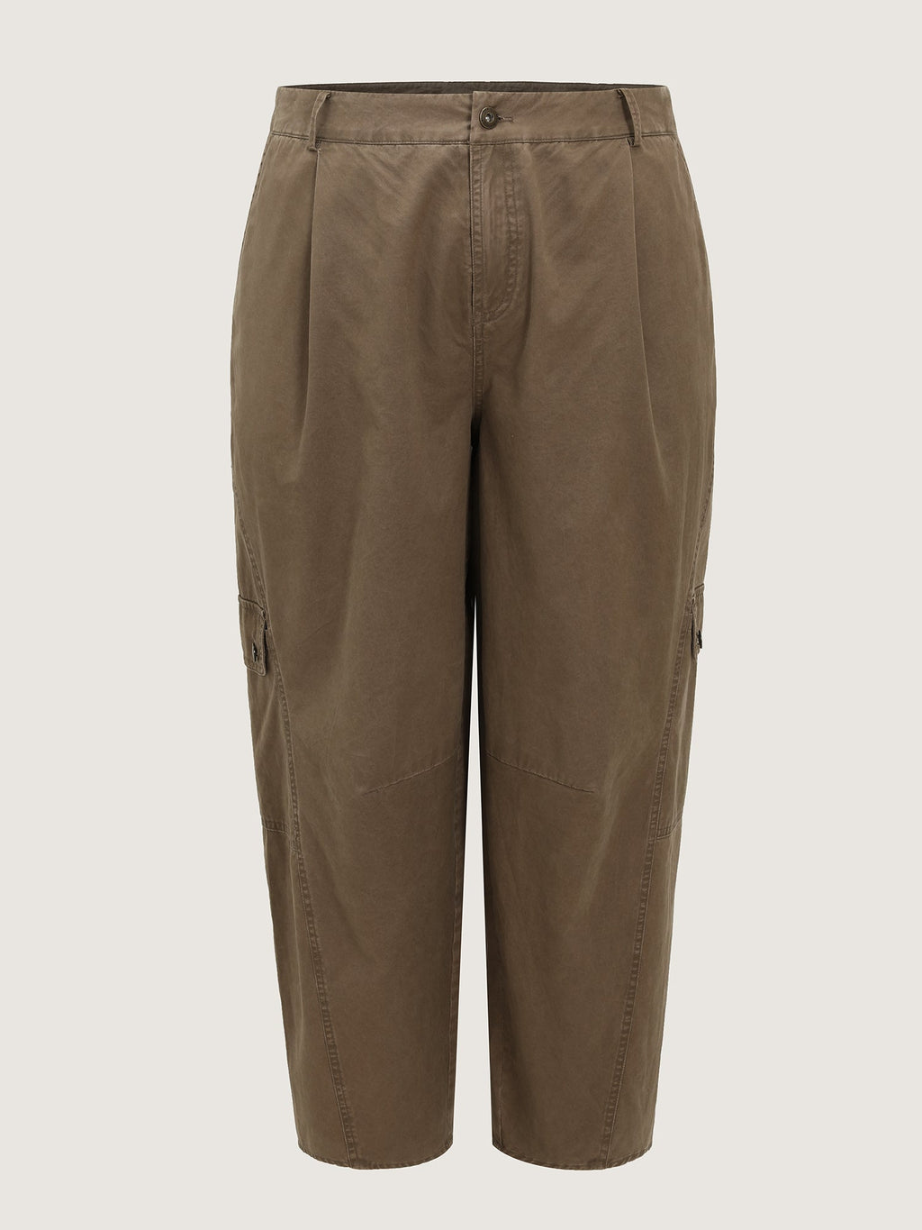 Cotton Washed And Distressed Pleated Pants