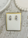 Square Diamante Drop Stud Earrings (2 Colours)