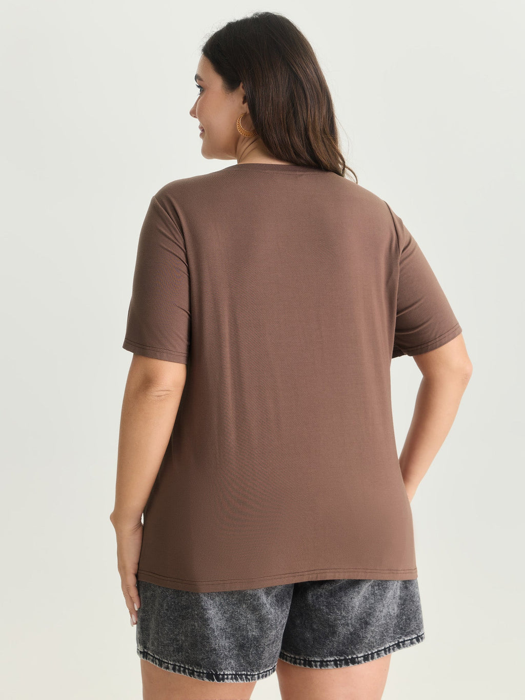 Supersoft Geometric Print Keyhole Neckline T-Shirt