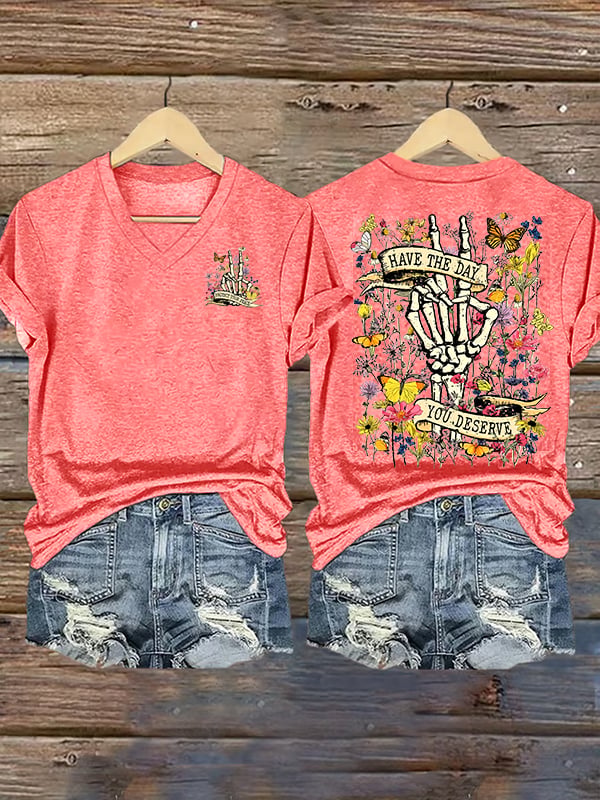 🔥Buy 3 Get 15% Off🔥Women's  Flower skull hand gesture Of WDNC Club We Do Not Care Menopause Perimenopause Print T-Shirt