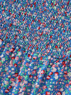 Micro Floral Print Shirred Jumpsuit