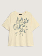 Butterfly Print Round Neck T-Shirt