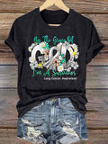Women'S Casual "By Grace, I Am A Survivor" Lung Cancer Awareness Printed Short-Sleeve T-Shirt