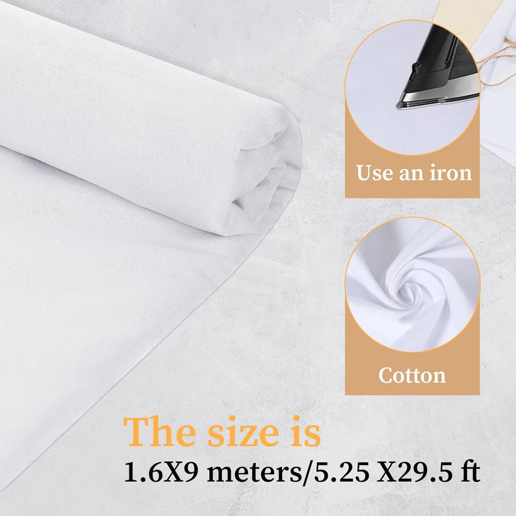 10 Yards x 63 Inches Cotton Muslin Fabric Textile, Bleached Muslin Linen Fabric Material, Boho Wide Roll Backing Material Quilting Sewing for Sewing Materials Apparel Cloth