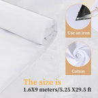 10 Yards x 63 Inches Cotton Muslin Fabric Textile, Bleached Muslin Linen Fabric Material, Boho Wide Roll Backing Material Quilting Sewing for Sewing Materials Apparel Cloth