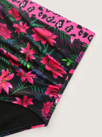 Tropical Floral Print Pockets Swim Dress