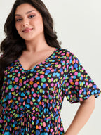 Multi-Color Polka Dots Print Midi Dress