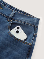 Stretchy Elastic Back Waist Wide-Leg Jeans