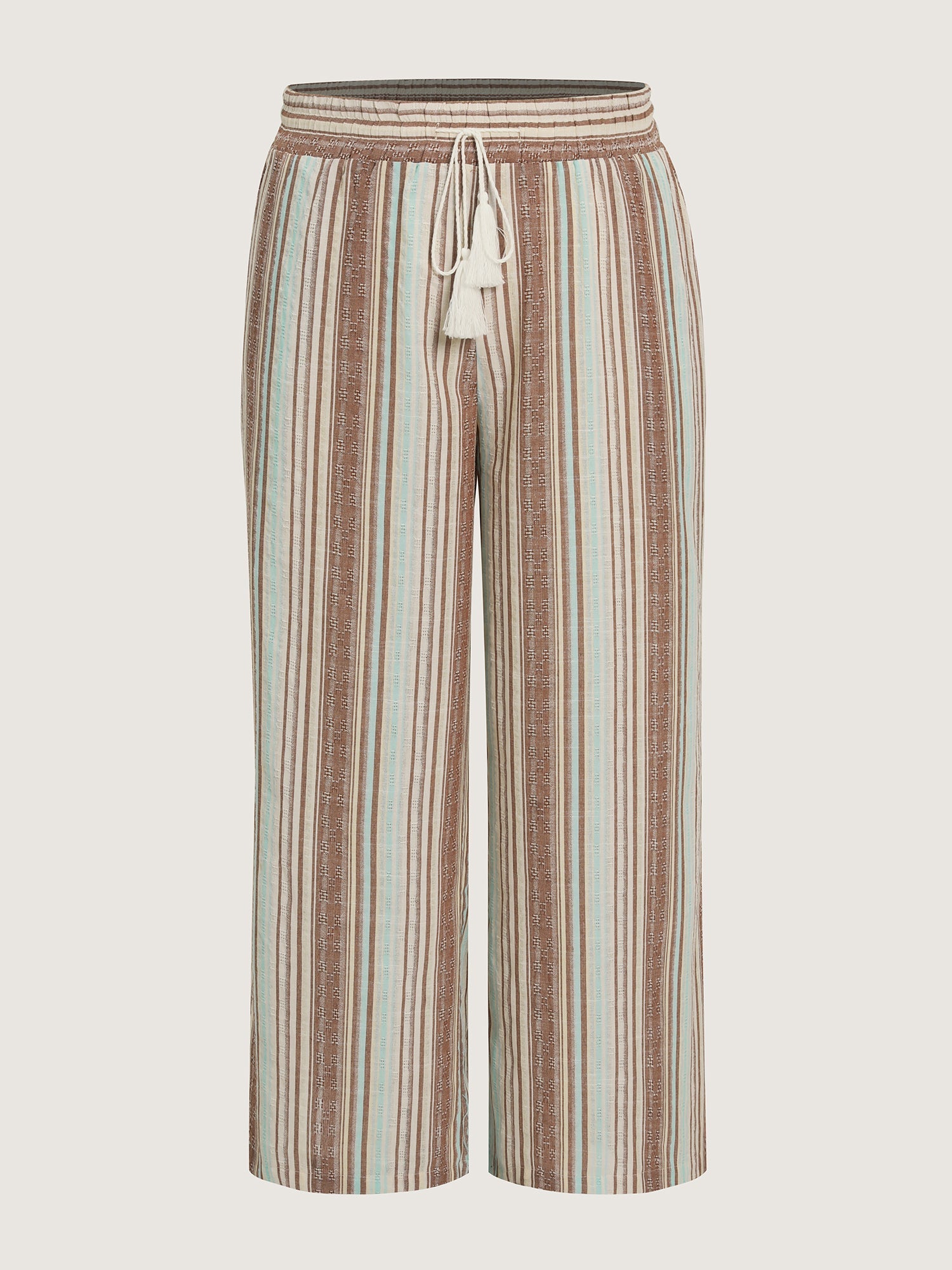 Striped Drawstring Tassels Wide Leg Pants