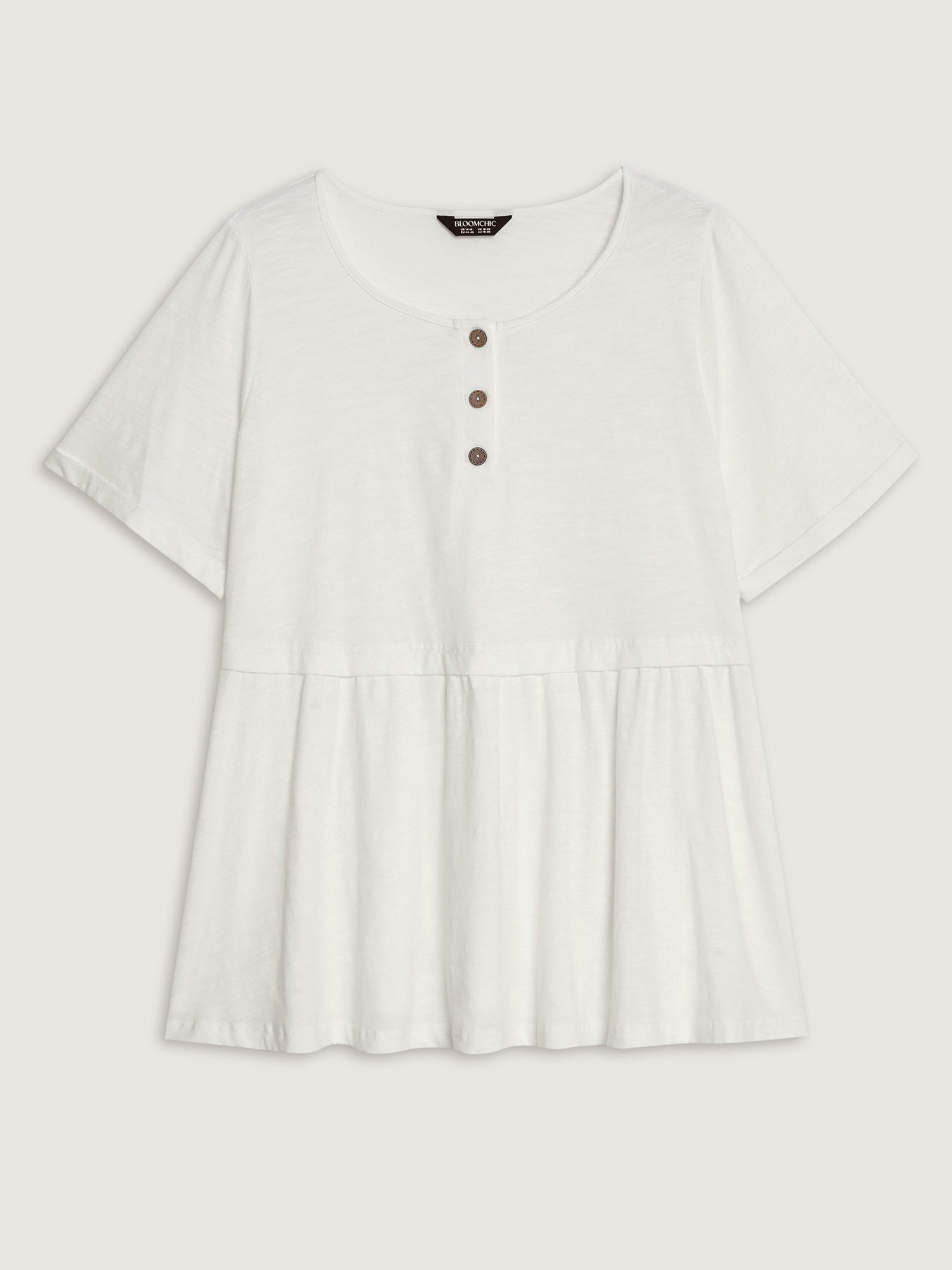 Pure Cotton Half Button Placket T-Shirt