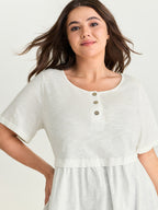 Pure Cotton Half Button Placket T-Shirt