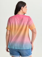Ombre Gradient Round Neck T-Shirt