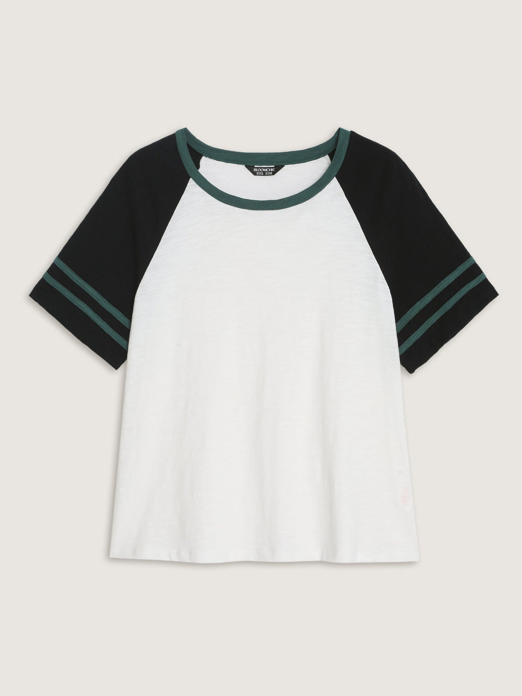 Cotton Stretchy Raglan Color Contrast Sleeve T-Shirt