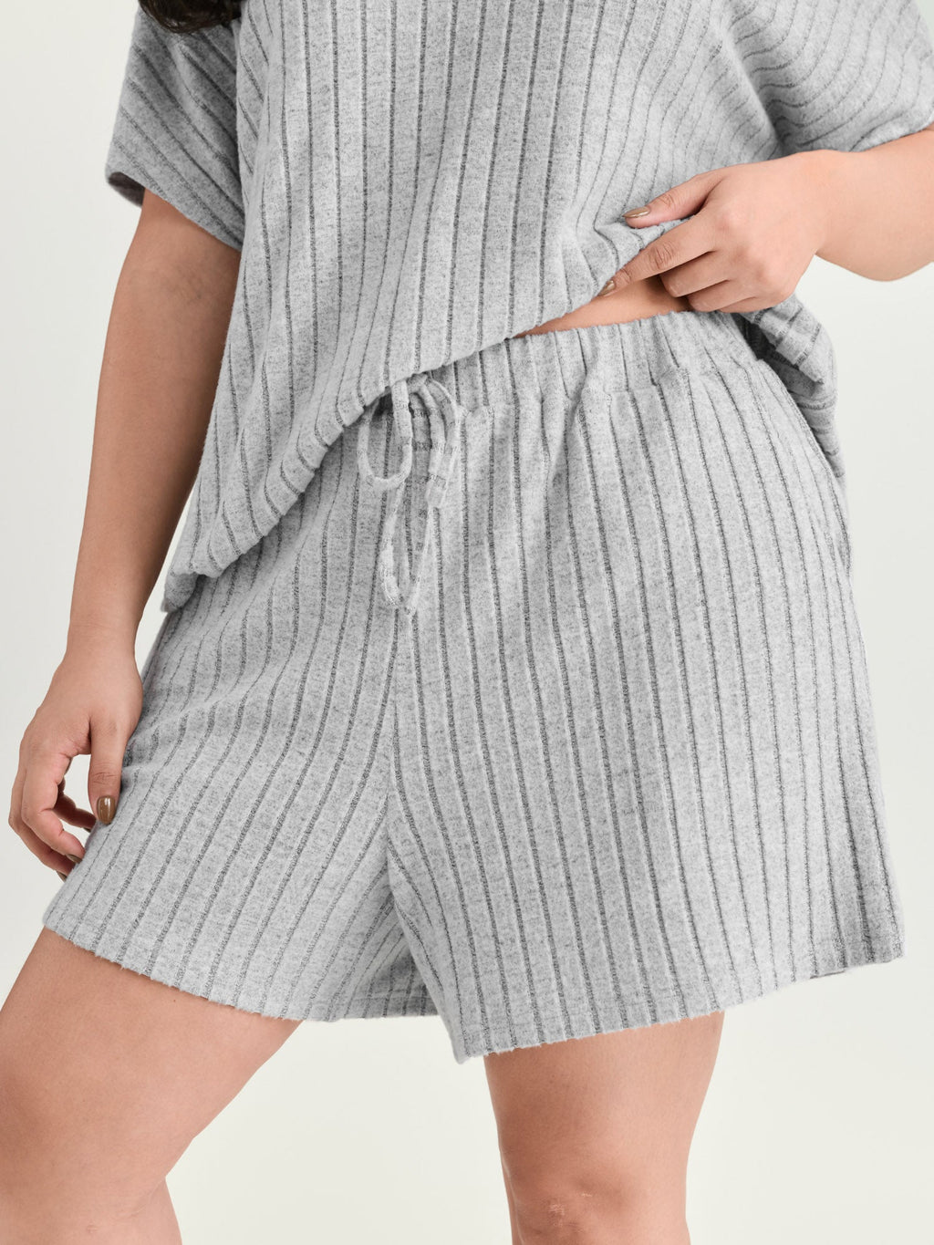 Stretchy-Fit Ribbed Texture Lounge Set