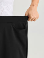 Cut-Out Embroidered Hem Plain Pants