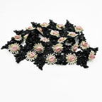 1 Yard Vintage Pearl Beads Rose Flowers Embroidered Lace Edge Trim Fabric Floral Appliques Lace Ribbon Bridal Handmade Sewing Craft for Wedding Bridal Dress Clothes Hat Decoration (Black)