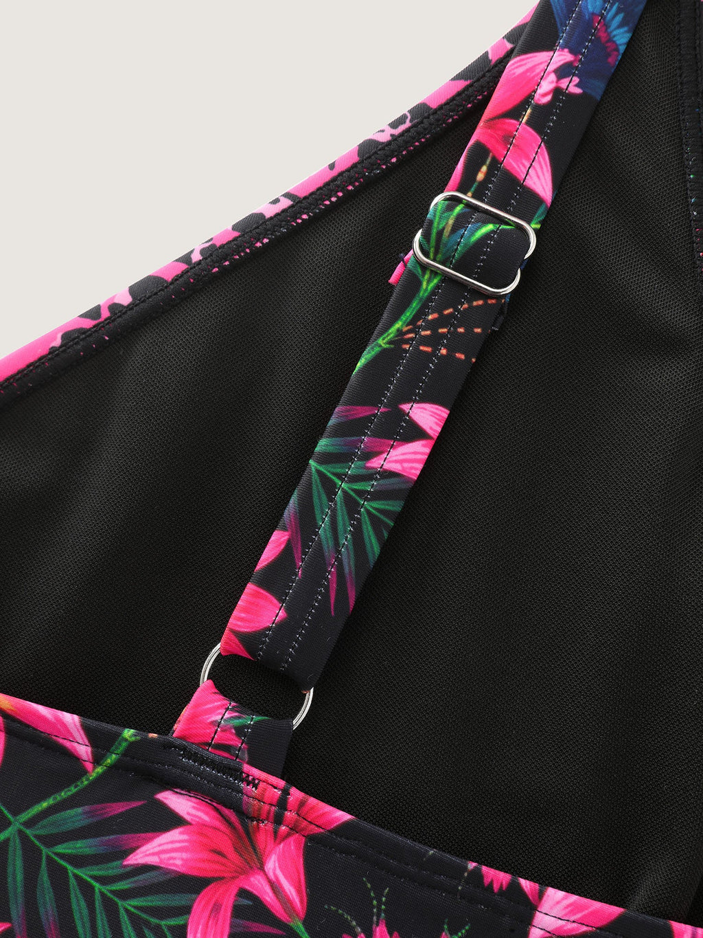 Tropical Floral Print Pockets Swim Dress
