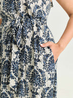 Supersoft Damask Print Waist-Tie Maxi Dress