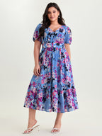 Island-Ready Floral Print V-Neckline Maxi Dress