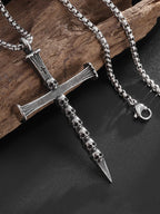 Men's Faith Vintage Cross Skull Ghost Titanium Necklace