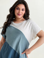 Colorblock Textured Round Neck T-Shirt