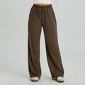 Women's Casual High Waist Striped Wide Leg Trousers, Sporty Drawstring Waist Side Pocket Outfit, Minimalist Versatile Women's Bottom