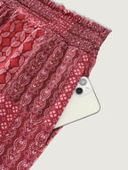 Geometric Print Flared Shirred Waist Pants