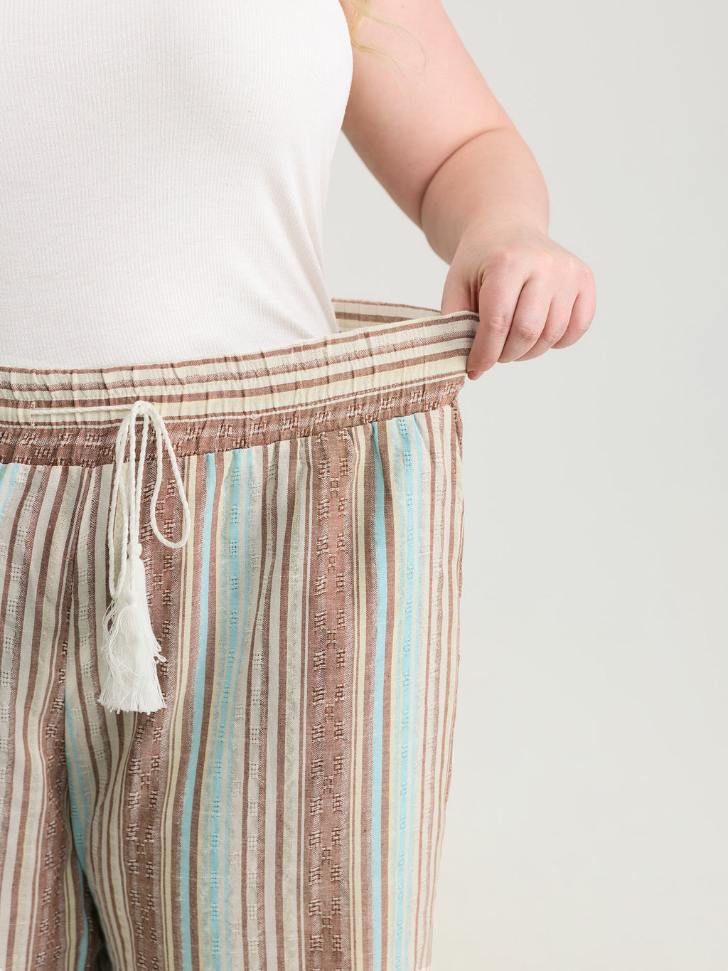 Striped Drawstring Tassels Wide Leg Pants