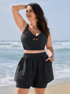 Full-Hip Coverage Pockets Spliced Swim Bottoms