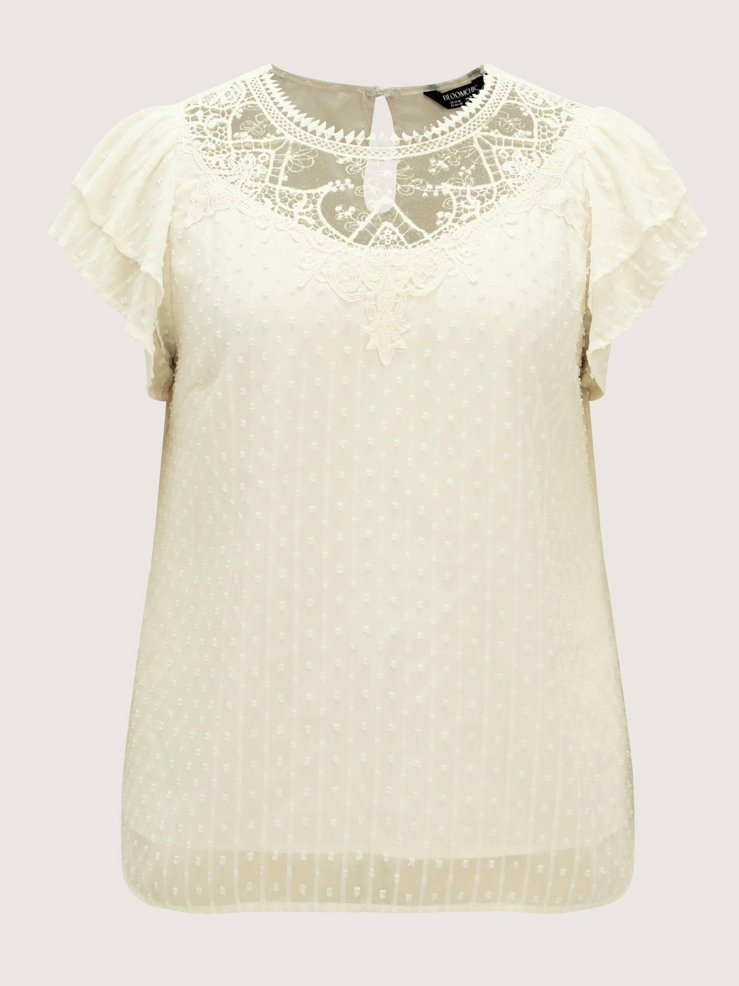 Sheer Lace Neckline Layered Sleeve Blouse